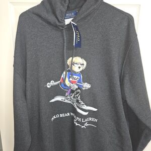 Polo by Ralph Lauren Charcoal Hoodie with Skiing Bear 2XB